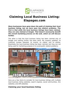 Claiming Local Business Listing: Elapages.com