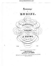 Partition de violon, Hommage a Rubini, Artôt, Alexandre Joseph
