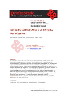Los estudios curriculares y la historia del presente.(Curriculum studies and the history of the present)