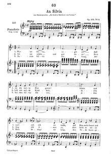 Partition complète, transposition pour low voix (F major), An Sylvia