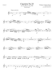 Partition violon I, corde quatuor No.23, Third Prussian Quartet