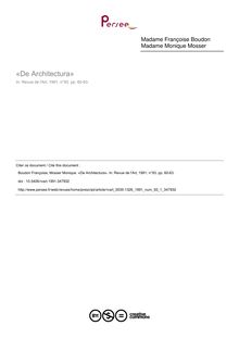 «De Architectura» - article ; n°1 ; vol.93, pg 60-63