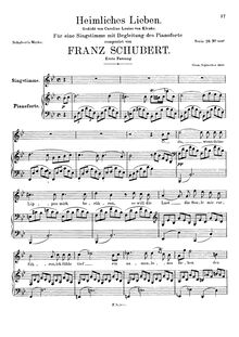 Partition 1st version, D.922a, Heimliches Lieben, D.922, Secret Love par Franz Schubert