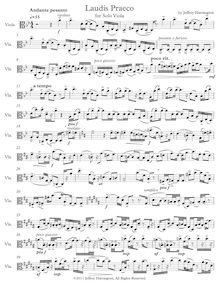 Partition viole de gambe Score, Laudis Praeco pour Solo cor, Harrington, Jeffrey Michael