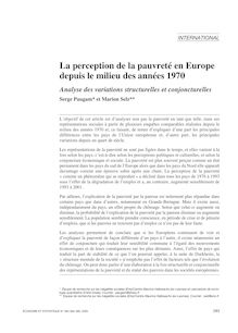 La perception de la pauvreté en Europe depuis le milieu des années 1970. Analyse des variations structurelles et conjoncturelles - article ; n°1 ; vol.383, pg 283-305