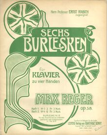 Partition couverture couleur, 6 Burlesques, Op.58, Reger, Max