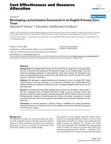 Developing a prioritisation framework in an English Primary Care Trust
