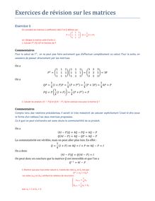 Exercices de révision sur les matrices