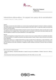 Interactions élève-élève. Un aspect non perçu de la socialisation - article ; n°3 ; vol.43, pg 285-301