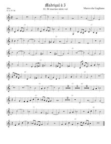 Partition ténor viole de gambe 1, aigu clef, Madrigali a cinque voci, Libro 1 par Marco da Gagliano