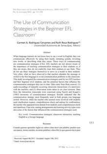 The Use of Communication Strategies in the Beginner EFL Classroom