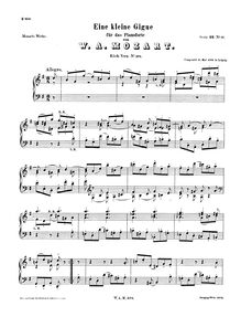 Partition complète, Gigue Pour le Clavecin ou Piano Forte, Eine kleine Gigue par Wolfgang Amadeus Mozart
