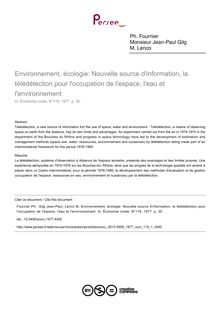 Environnement, écologie: Nouvelle source d information, la télédétection pour l occupation de l espace, l eau et l environnement - article ; n°1 ; vol.119, pg 35-35