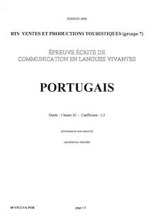 Portugais 2008 BTS Vente et productions touristiques