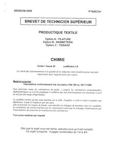 Chimie 2005 Filature BTS Productique - textile