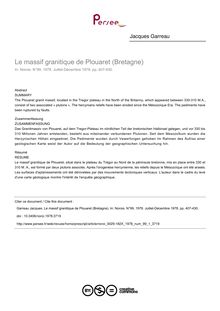 Le massif granitique de Plouaret (Bretagne) - article ; n°1 ; vol.99, pg 407-430