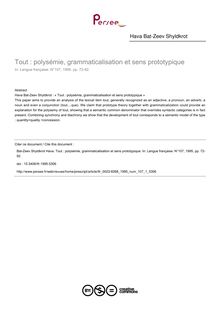 Tout : polysémie, grammaticalisation et sens prototypique - article ; n°1 ; vol.107, pg 72-92