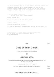 The Case of Edith Cavell - A Study of the Rights of Non-Combatants