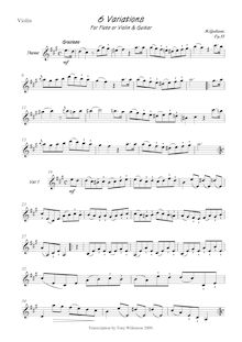 Partition de violon, 6 Variations pour flûte (ou violon) et guitare, Op.81