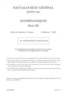 Bac ES 2014 Pondichéry : mathématiques spécialité