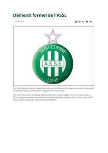ASSE : le club dément officiellement l information sur Galtier