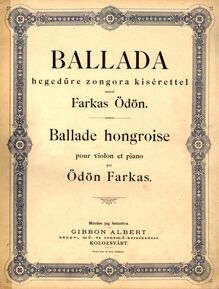 Partition couverture couleur, Ballade Hongroise, Hungarian Ballade