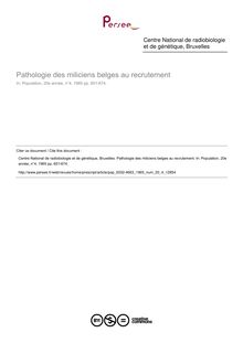Pathologie des miliciens belges au recrutement - article ; n°4 ; vol.20, pg 651-674
