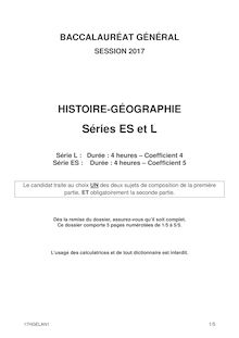 Bac 2017 : sujet d histoire-géographie ES/L en Amérique du Nord 