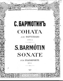 Partition complète, Sonata pour piano, Op.4, Barmotin, Semyon