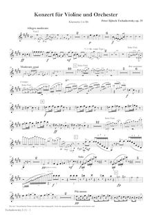 Partition clarinette 1, 2 (B♭) (Mvts. I et III seulement), violon Concerto