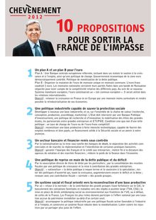 les 10 proposition de Jean-Pierre CHEVENEMENT