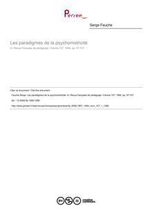Les paradigmes de la psychomotricité - article ; n°1 ; vol.107, pg 97-107