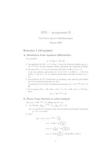 Corrige BTSBIOCON Mathematiques 2008