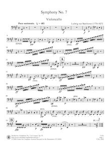 Partition violoncelles, Symphony No.7, A major, Beethoven, Ludwig van