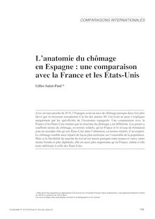 L anatomie du chômage en Espagne : une comparaison avec la France et les États-Unis - article ; n°1 ; vol.332, pg 159-167