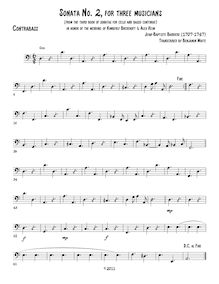 Partition basse, Sonata 2 pour 3, book 3, Barrière, Jean-Baptiste
