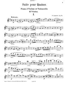 Partition violon 1 , partie,  pour Piano quatuor, Op.51, Suite pour quatuor (piano, 2 violons et violoncelle), op. 51, par F. Luzzatto.