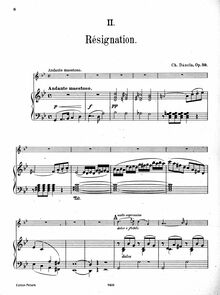 Partition de piano, Résignation, 2d Morceau de Salon p. Violon av. Pfte.