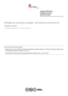 Modèles de sexualité conjugale : de l influence normative du réseau social - article ; n°6 ; vol.52, pg 1401-1437