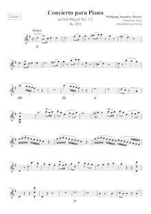 Partition violons I, Piano Concerto No.17, G major, Mozart, Wolfgang Amadeus par Wolfgang Amadeus Mozart
