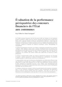 Évaluation de la performance péréquatrice des concours financiers de l État aux communes - article ; n°1 ; vol.373, pg 81-108