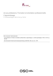 Les professions. Formation et orientation professionnelle. L apprentissage. - compte-rendu ; n°1 ; vol.43, pg 782-784