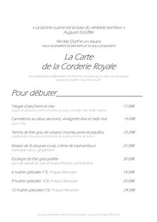 Carte Automne Hôtel**** Restaurant de la Corderie Royale