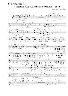Partition clarinette 1/2 (B?), Vlaamse rapsodie piano en orkest