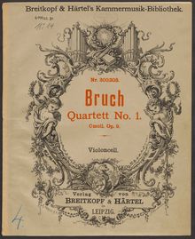 Partition violoncelle, corde quatuor No.1, C minor, Bruch, Max par Max Bruch