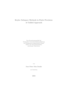 Krylov subspace methods in finite precision [Elektronische Ressource] : a unified approach / von Jens-Peter Max Zemke