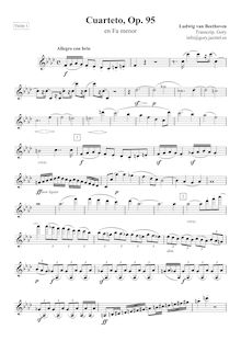 Partition violon 1, corde quatuor No.11, Op.95, Quartetto serioso