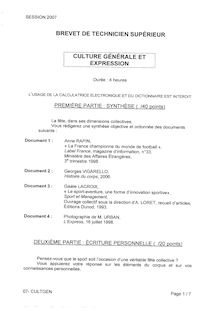 Culture générale et expression 2007 BTS Industries du cuir