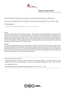 San Antonio Carupo (centro-norte de Michoacán, México) : nuevas evidencias de ciertas transformaciones en el inicio del Postclásico - article ; n°1 ; vol.77, pg 45-61