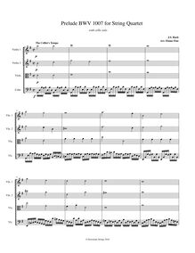 Partition violoncelle Solo, 2 violons, et viole de gambe - Score et parties, violoncelle  No.1